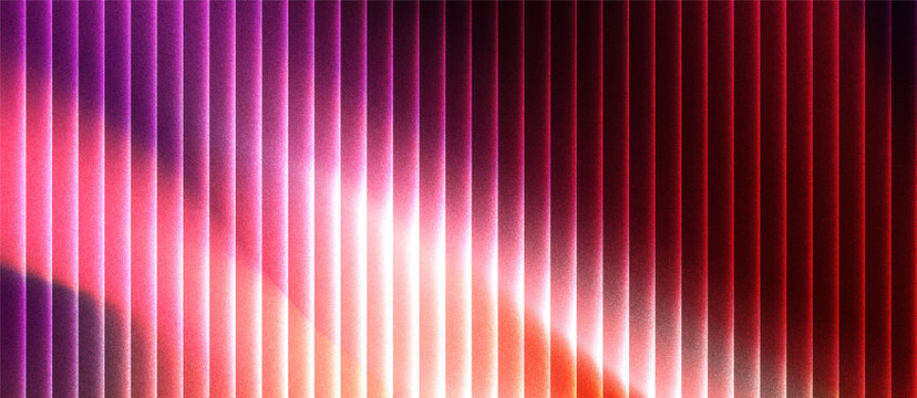 Vertical ribbed glass background with abstract curved light pattern and grainy gradient texture in black and colorful, ideal for modern digital design, architecture visuals and aesthetics