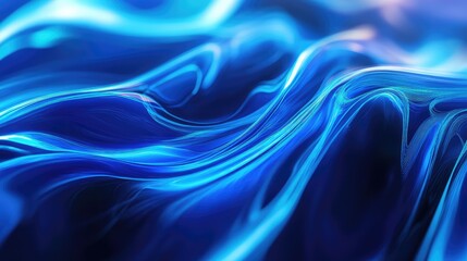 Abstract blue energy waves flowing liquid surface