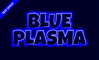 Blue plasma editable text effect - bold 3d neon glow texture font, futuristic sci-fi game title design