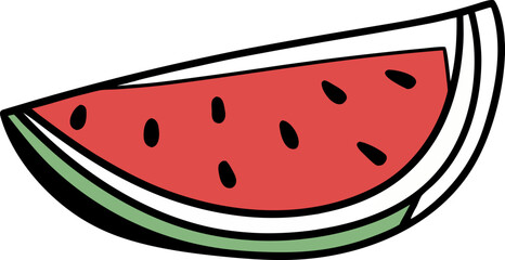 Fresh juicy watermelon slice with seeds isolated on the transparent background for summer food and healthy eating concepts