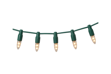 Segment of warm white LED Christmas lights string isolated on transparent background