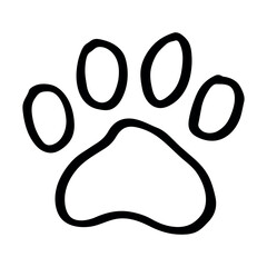 Hand drawn cute cat's paw Cat, dog, animal footprint in doodle style Single element for print, web, design, decor, greeting cards, children's prints