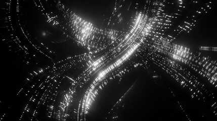 Digital network plexus creating abstract light trails