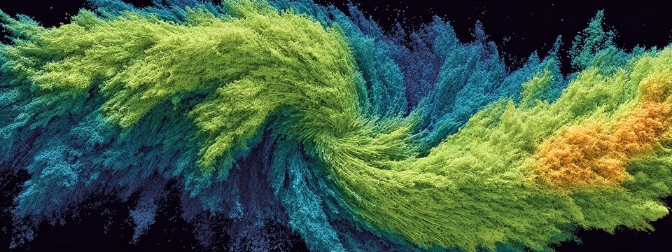 a colorful abstract design resembling a spiral made of branches and leaves