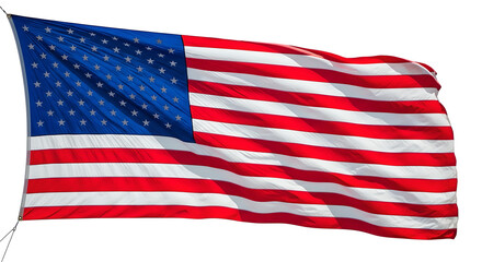 Waving American Flag Isolated on White Background - The Stars and Stripes