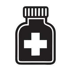 Medical bottle icon with plus sign symbolizing health pharmacy and pharmaceutical care