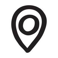 Hand drawn map pin Map marker pointer sign GPS and mapping tools Location pin symbol Pinpoint clipart in doodle style Single element for web, design