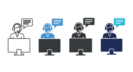 Customer service support call center operator icon vector design