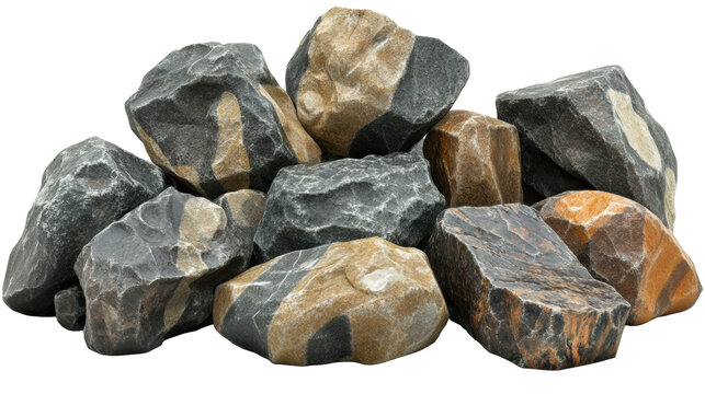 Black and gold rough stone pile isolated
