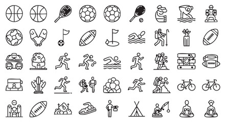 Variety of Sports and Leisure Activities Vector Icon Collection