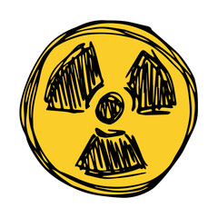 Hand drawn radiation sign Nuclear radiation hazard symbol Radioactive danger warning sign clipart in doodle style Nuclear safety Radioactive waste Single element for print, web, design, decor