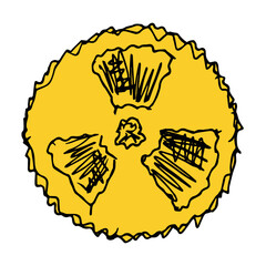 Hand drawn radiation sign Nuclear radiation hazard symbol Radioactive danger warning sign clipart in doodle style Nuclear safety Radioactive waste Single element for print, web, design, decor