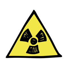 Hand drawn radiation sign Nuclear radiation hazard symbol Radioactive danger warning sign clipart in doodle style Nuclear safety Radioactive waste Single element for print, web, design, decor