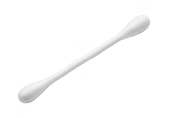 Single white cotton swab isolated on transparent background