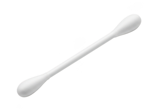 Single white cotton swab isolated on transparent background