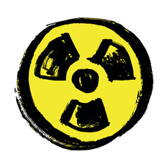 Hand drawn radiation sign Nuclear radiation hazard symbol Radioactive danger warning sign clipart in doodle style Nuclear safety Radioactive waste Single element for print, web, design, decor