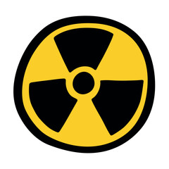 Hand drawn radiation sign Nuclear radiation hazard symbol Radioactive danger warning sign clipart in doodle style Nuclear safety Radioactive waste Single element for print, web, design, decor