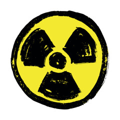 Hand drawn radiation sign Nuclear radiation hazard symbol Radioactive danger warning sign clipart in doodle style Nuclear safety Radioactive waste Single element for print, web, design, decor