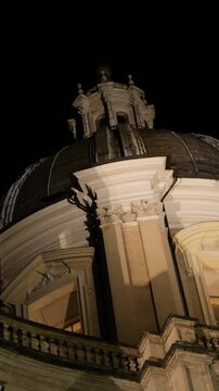 upper section main dome sant'agnese agone highlighted rome's night view in architecture landmark evening historic lighting cathedral urban scenic 