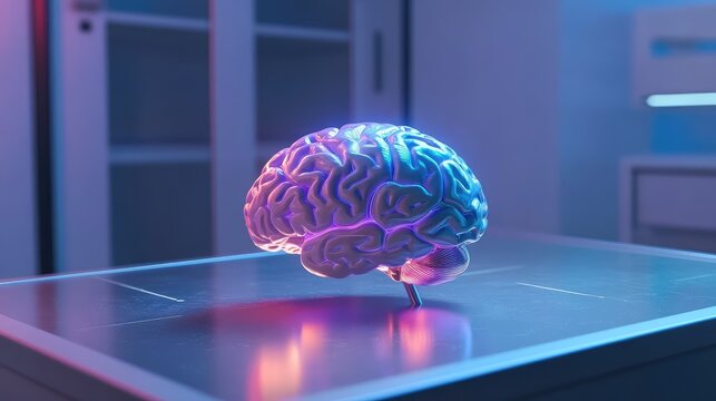 Brain model displaying artificial intelligence and neural network