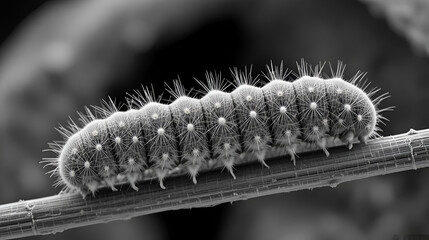 Electron microscope image showcasing a caterpillar of the vapourer moth species.