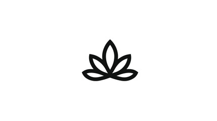 Minimalist black line art three-lobed leaf symbol. Abstract organic plant icon on white, ideal for nature, wellness, or logo design.
