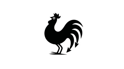 Stylized Black Rooster Silhouette Vector Illustration. Minimalist Graphic Design Element for Farm, Animal, or Food Concepts.