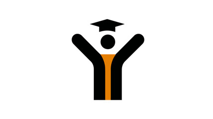 Stylized Graduate Icon Celebrating Academic Success and Education Achievement with Cap and Gown Symbol