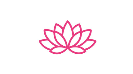 Simple Pink Lotus Flower Outline Icon Vector Design. Yoga, Meditation, Spirituality, Nature, Floral Graphic Element.