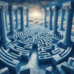 Hymettian Marble Labyrinth BlueGray Attic at Mount Hymettus Noon