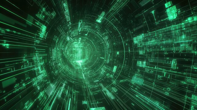 Green digital information technology tunnel data stream