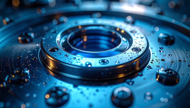 Water droplet on Metal Surface: A close-up view of a metal surface adorned with captivating water droplets.