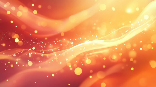 Warm orange light waves with sparkling particles