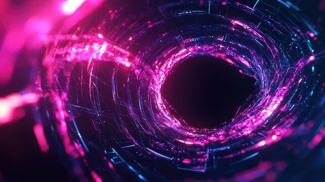 Digital data vortex tunnel illuminating cyberspace technology