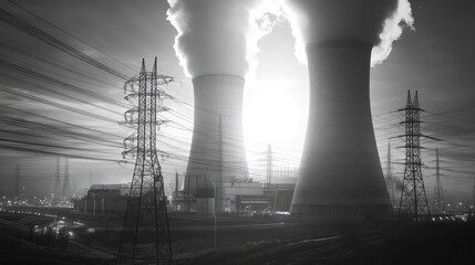 Nuclear power plant generating clean energy electricity