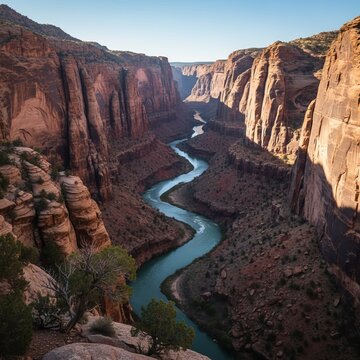 Canyon A deep narrow canyon carved out by a river with steep cli