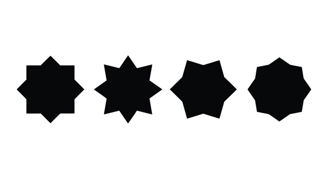 Collection of eight pointed star icons