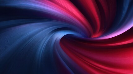 Curving arcs of indigo and scarlet gradients spiral inward forming a vortex-like abstraction with silky textures Dimensional haze
