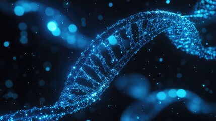 Glowing blue dna helix structure representing genetic engineering