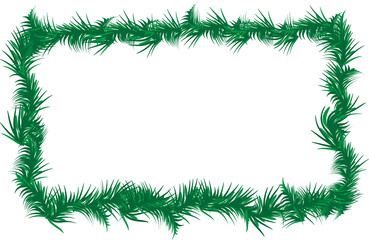 green frame with fir branches, for designing, frame, border and background, vector illustration