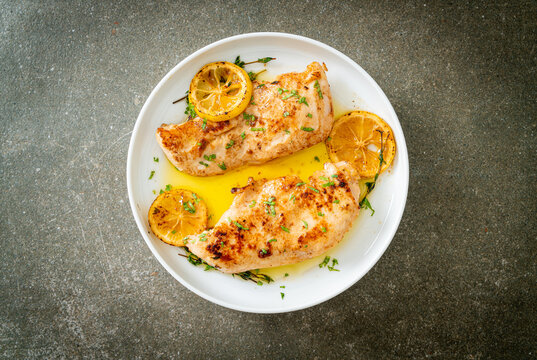 grilled chicken with butter, lemon and garlic