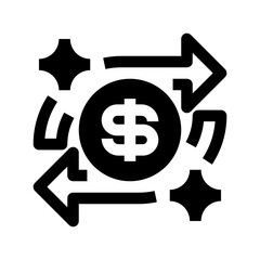 Cash Flow Line Icon, Outline Symbol for Financial Movement, Revenue Circulation, Business Liquidity, Budget Tracking, and Accounting Analysis. Vector Sign Icon.
