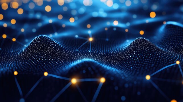 Digital network connections forming abstract data landscape