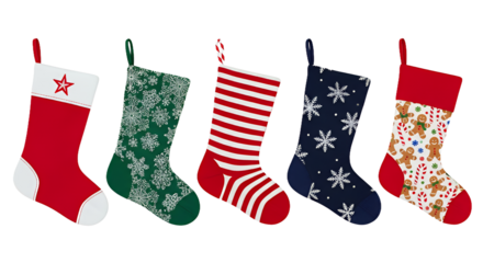 Festive Christmas stockings showcase holiday cheer with classic designs perfect for seasonal decor and gift preparation