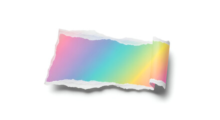 Curled Rainbow Gradient Paper  Torn Edge Pastel Sheet with Shadow