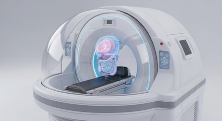 Advanced Medical MRI Scanner with Digital Brain Scan Visualization.