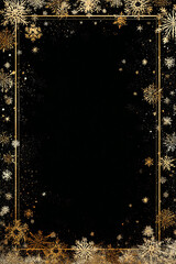 Gold snowflakes and stars border frame