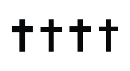 Four black crosses representing faith and religion
