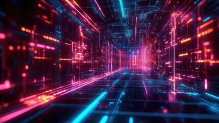 Digital data moving through abstract network tunnel