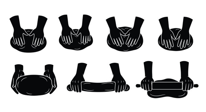 Kneading dough hands baking process vector illustration isolated